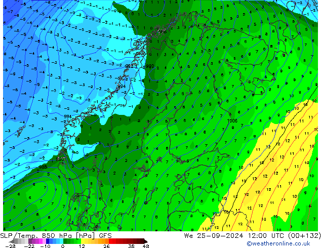 SLP/Temp. 850 hPa GFS September 2024