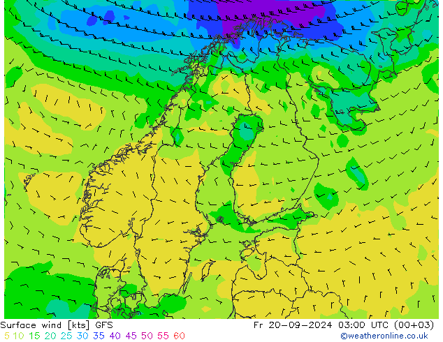 Vent 10 m GFS ven 20.09.2024 03 UTC