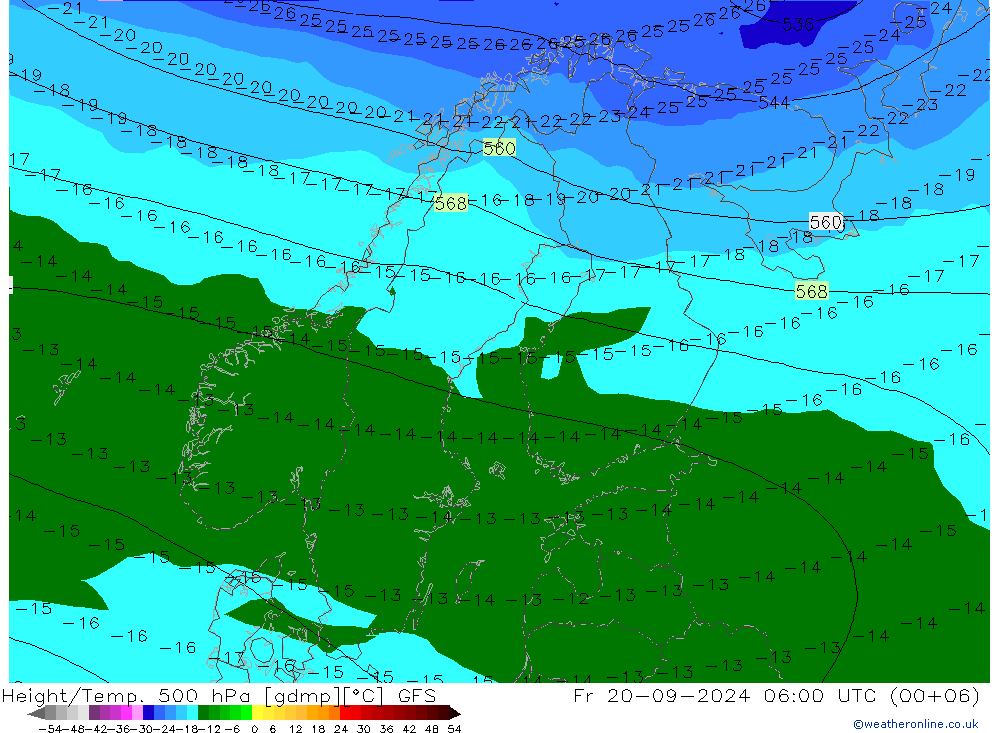 Z500/Rain (+SLP)/Z850 GFS Fr 20.09.2024 06 UTC