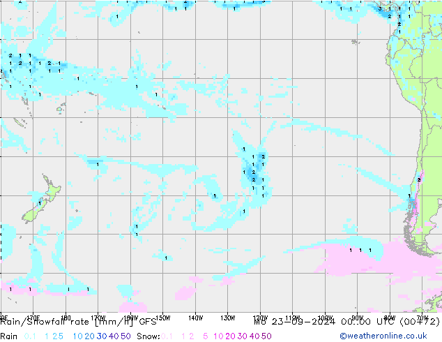 Rain/Snowfall rate GFS  23.09.2024 00 UTC