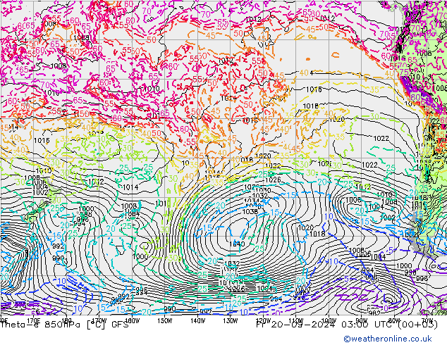 Theta-e 850hPa GFS vr 20.09.2024 03 UTC