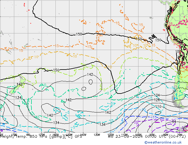 Height/Temp. 850 hPa GFS lun 23.09.2024 00 UTC