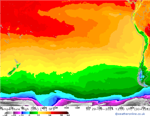 Maksimum Değer (2m) GFS Paz 29.09.2024 12 UTC