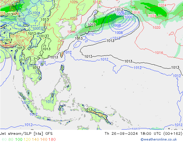 Jet stream/SLP GFS Čt 26.09.2024 18 UTC