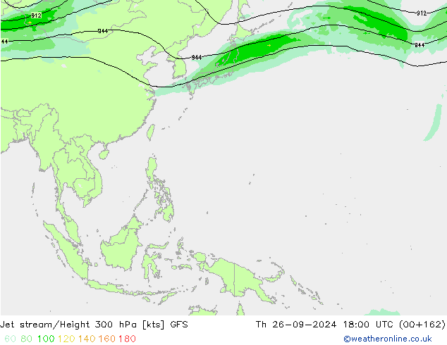 Jet stream/Height 300 hPa GFS Th 26.09.2024 18 UTC