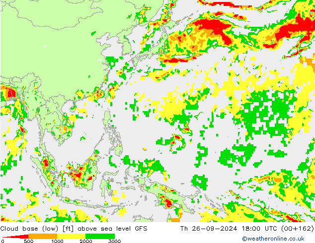 Cloud base (low) GFS Th 26.09.2024 18 UTC