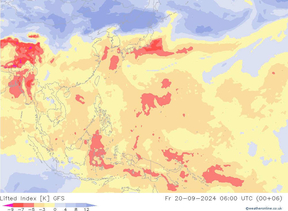 Lifted Index GFS Fr 20.09.2024 06 UTC