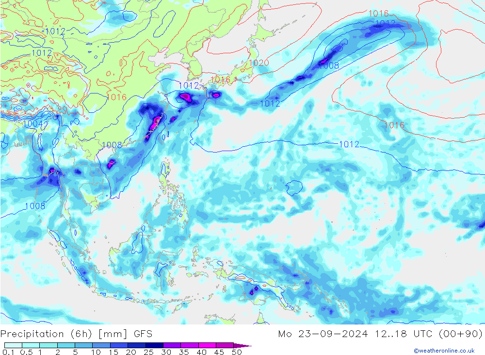 Z500/Rain (+SLP)/Z850 GFS Mo 23.09.2024 18 UTC