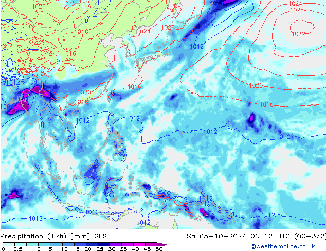 Yağış (12h) GFS Cts 05.10.2024 12 UTC