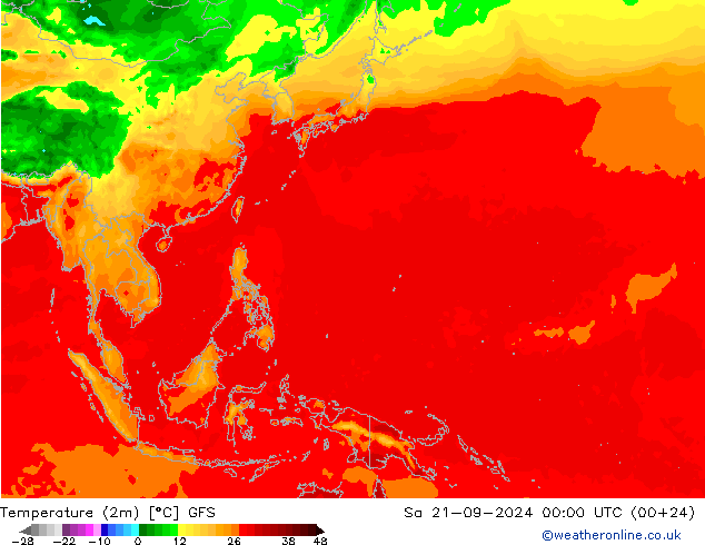 Sıcaklık Haritası (2m) GFS Cts 21.09.2024 00 UTC