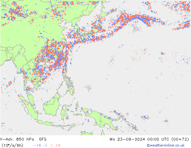 V-Adv. 850 hPa GFS Mo 23.09.2024 00 UTC