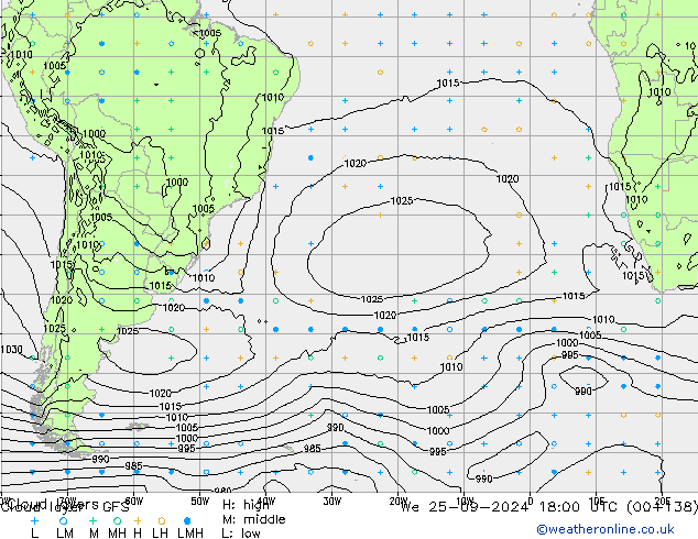 Cloud layer GFS We 25.09.2024 18 UTC