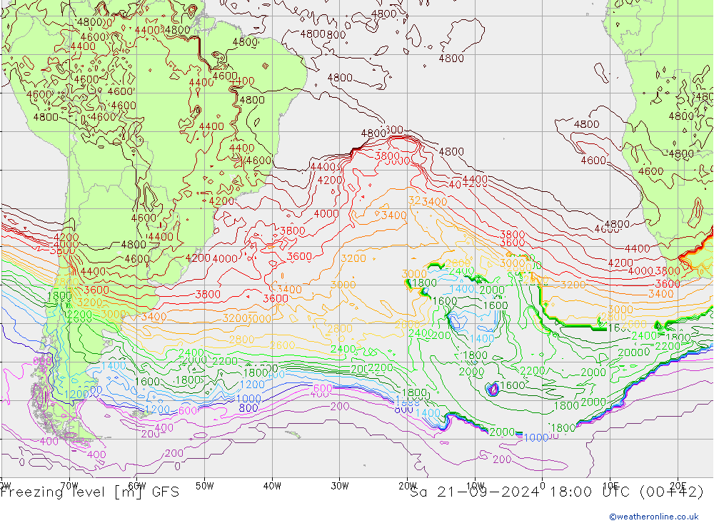 Freezing level GFS Sa 21.09.2024 18 UTC