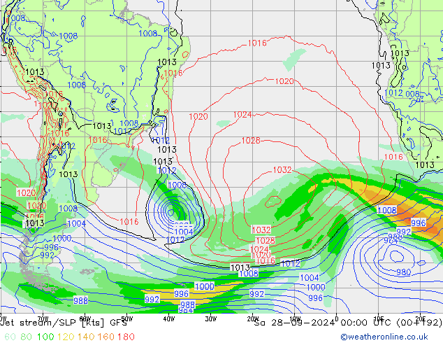 Courant-jet GFS sam 28.09.2024 00 UTC