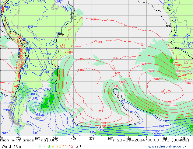 High wind areas GFS Fr 20.09.2024 00 UTC