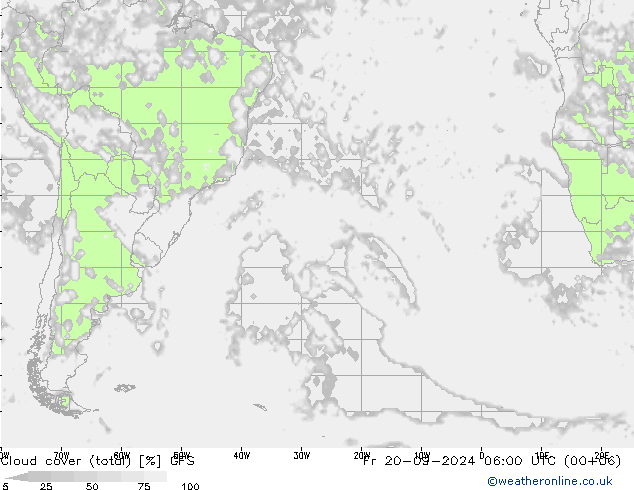 nuvens (total) GFS Sex 20.09.2024 06 UTC