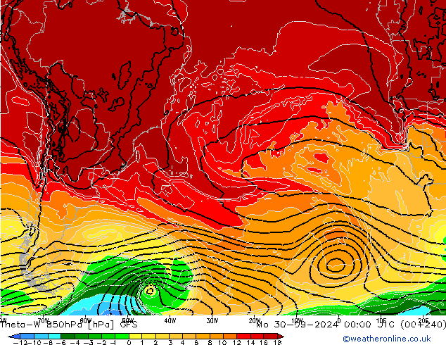 Theta-W 850hPa GFS lun 30.09.2024 00 UTC