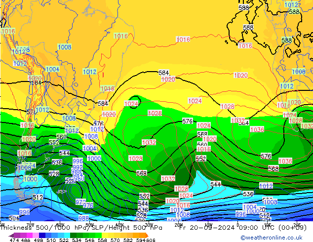 Thck 500-1000hPa GFS ven 20.09.2024 09 UTC