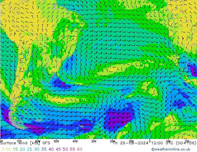 Surface wind GFS Th 26.09.2024 12 UTC