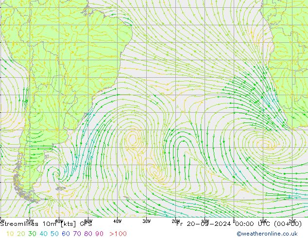 Rüzgar 10m GFS Cu 20.09.2024 00 UTC