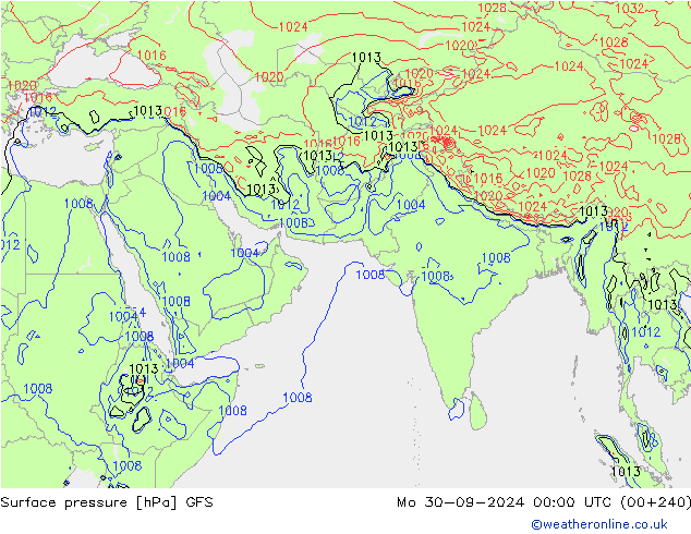 Pressione al suolo GFS lun 30.09.2024 00 UTC