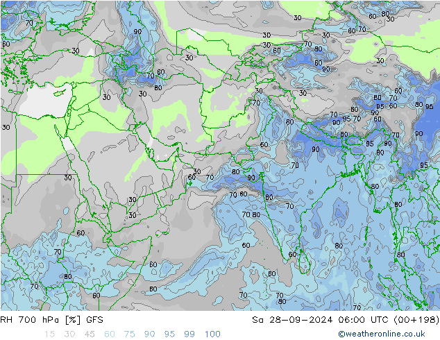 RH 700 hPa GFS  28.09.2024 06 UTC