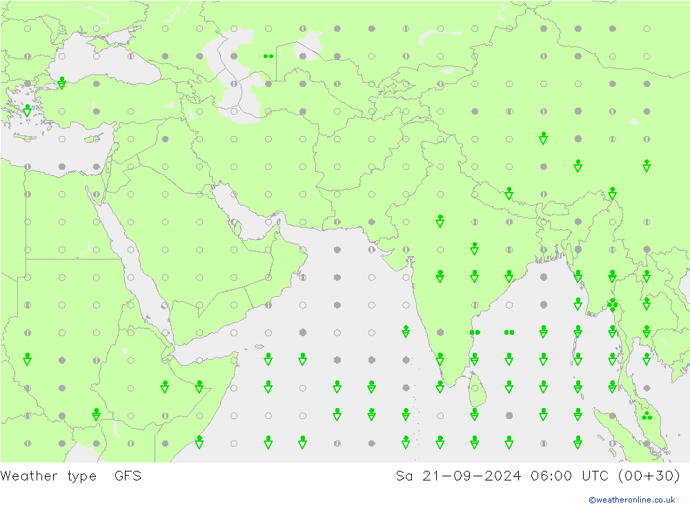 Type de précipitation GFS sam 21.09.2024 06 UTC