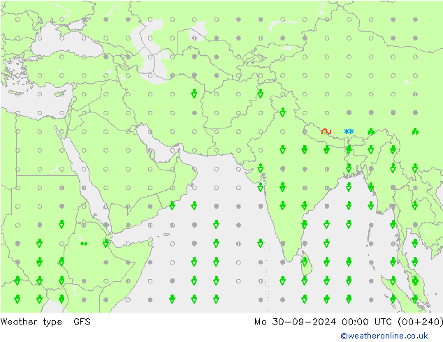 Tipo di precipitazione GFS lun 30.09.2024 00 UTC