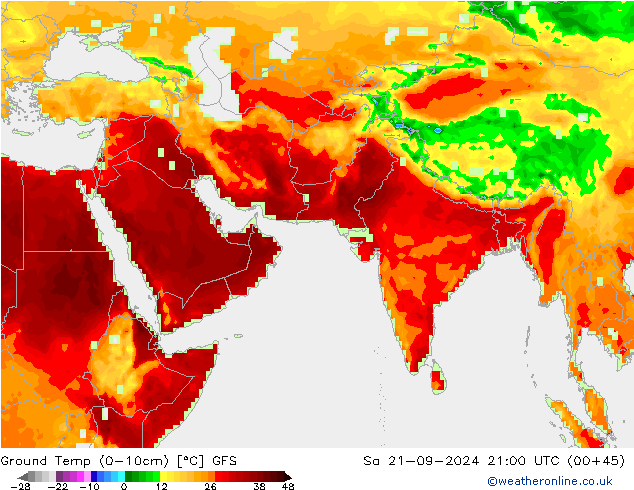 Ground Temp (0-10cm) GFS So 21.09.2024 21 UTC