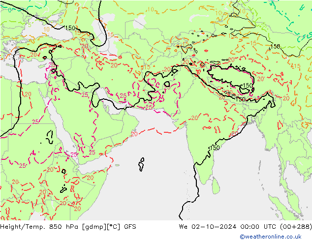 Z500/Rain (+SLP)/Z850 GFS We 02.10.2024 00 UTC