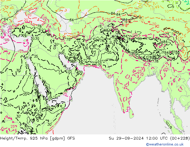 Height/Temp. 925 hPa GFS Su 29.09.2024 12 UTC