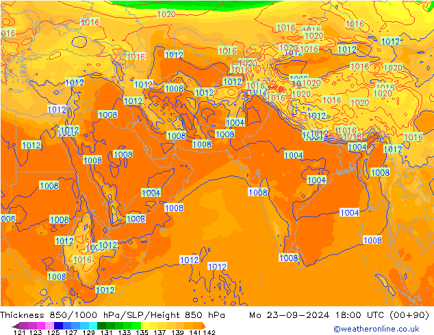 Thck 850-1000 hPa GFS Seg 23.09.2024 18 UTC
