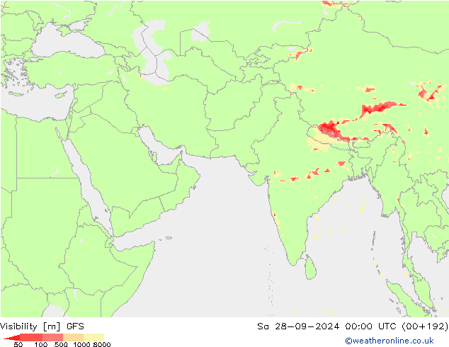 Dohlednost GFS So 28.09.2024 00 UTC