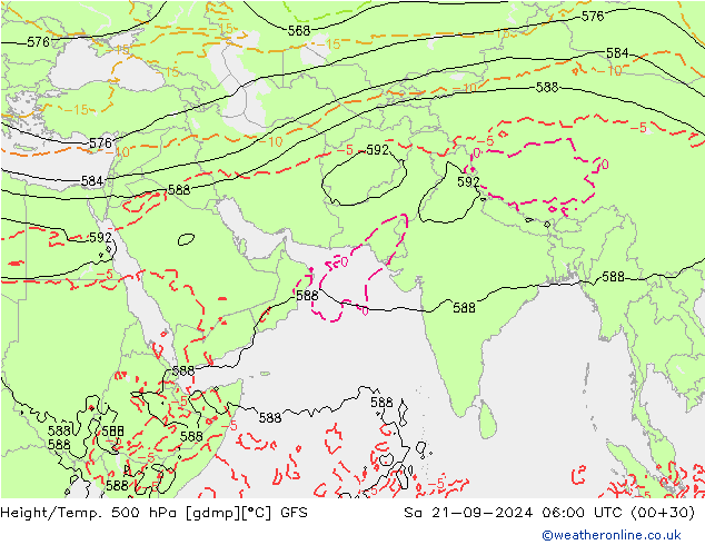 Hoogte/Temp. 500 hPa GFS za 21.09.2024 06 UTC