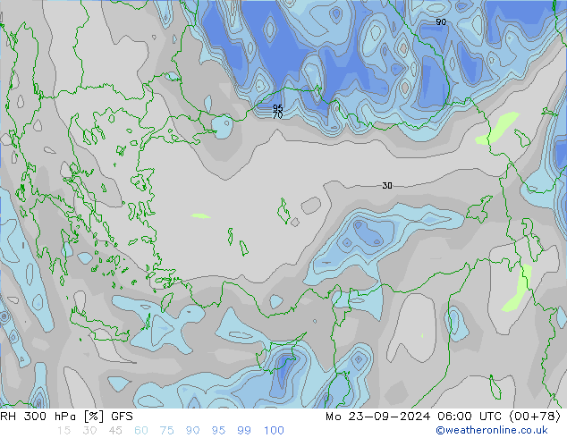 RH 300 hPa GFS  23.09.2024 06 UTC