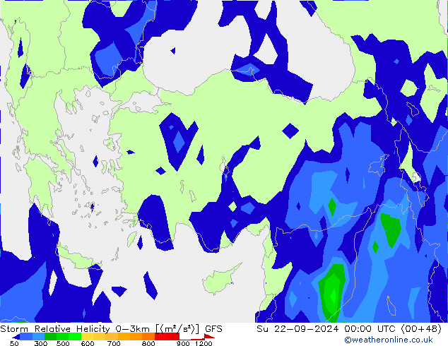 Storm Relative Helicity GFS dim 22.09.2024 00 UTC