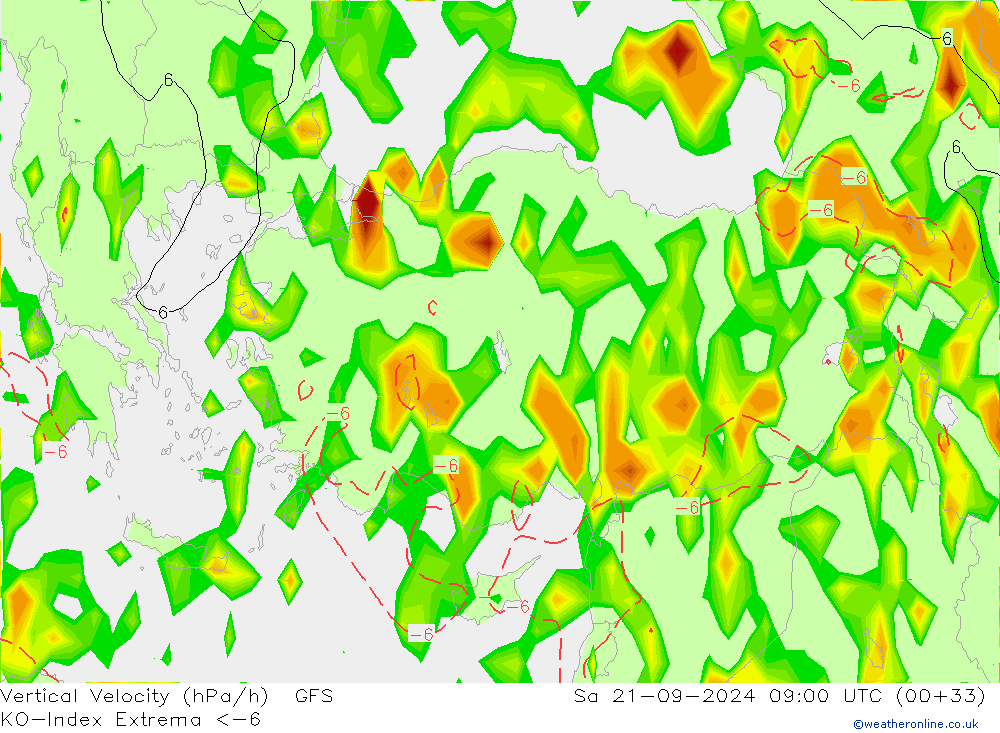 Convection-Index GFS sab 21.09.2024 09 UTC