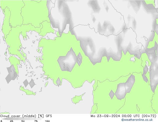 Nuages (moyen) GFS lun 23.09.2024 00 UTC