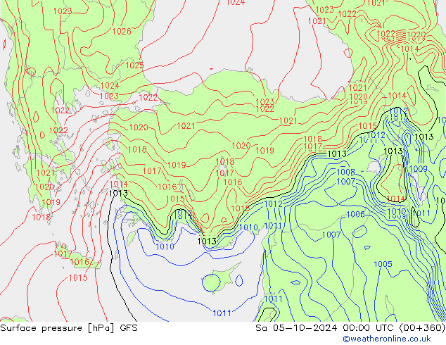 pression de l'air GFS sam 05.10.2024 00 UTC