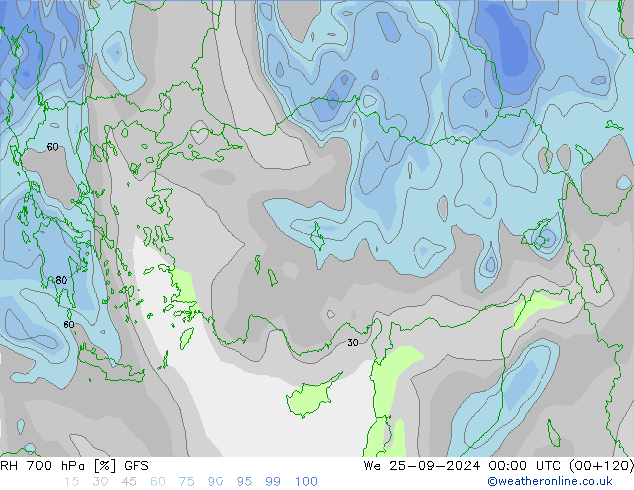 RV 700 hPa GFS wo 25.09.2024 00 UTC