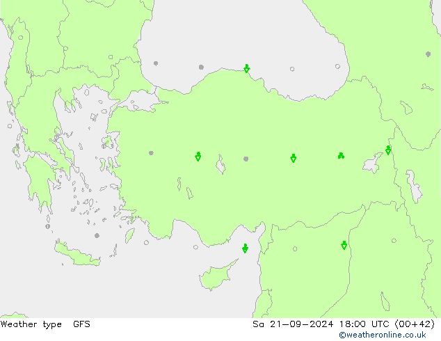 Tipo di precipitazione GFS sab 21.09.2024 18 UTC