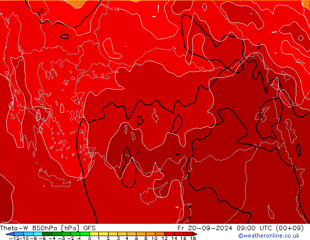 Theta-W 850hPa GFS vr 20.09.2024 09 UTC