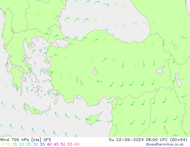 Wind 700 hPa GFS So 22.09.2024 06 UTC