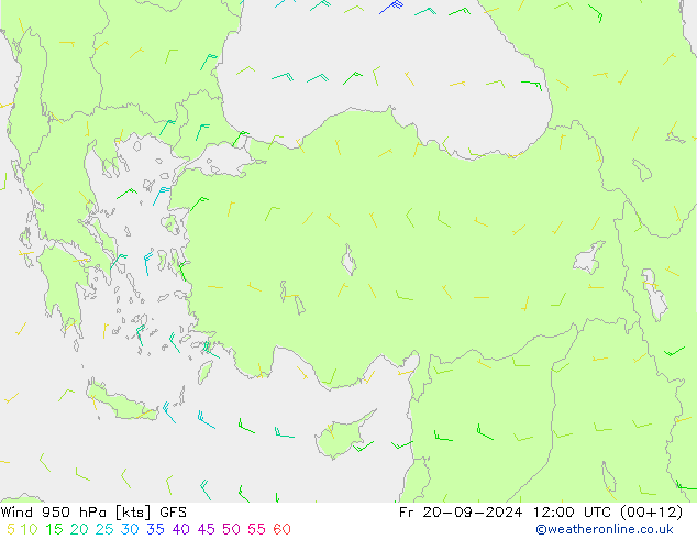 ветер 950 гПа GFS пт 20.09.2024 12 UTC