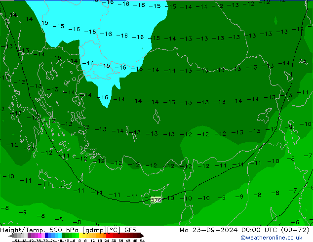 Z500/Rain (+SLP)/Z850 GFS пн 23.09.2024 00 UTC