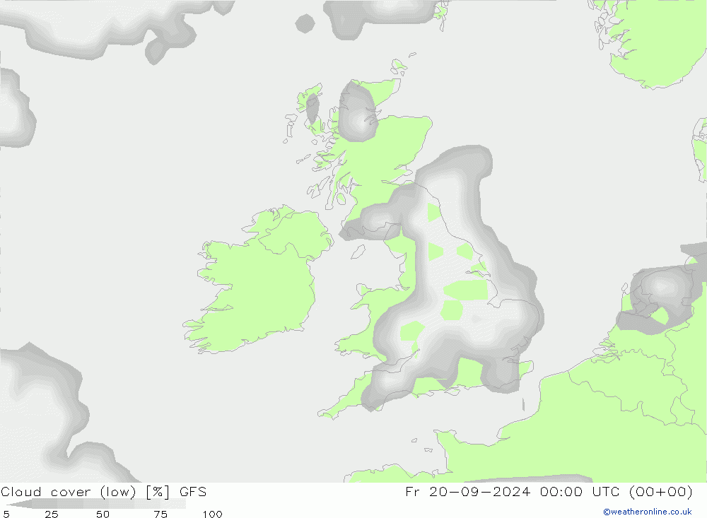 zachmurzenie (niskie) GFS pt. 20.09.2024 00 UTC