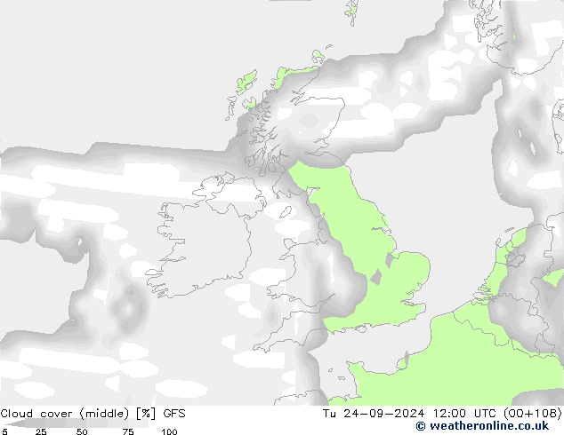 Wolken (mittel) GFS Di 24.09.2024 12 UTC