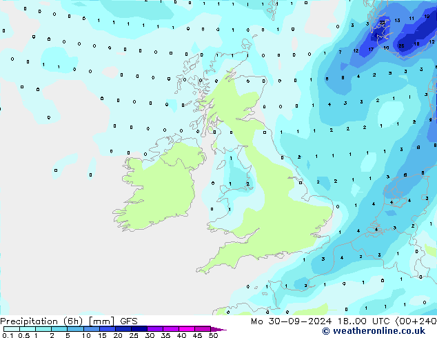 Z500/Yağmur (+YB)/Z850 GFS Pzt 30.09.2024 00 UTC