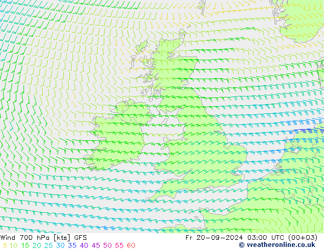 Wind 700 hPa GFS Fr 20.09.2024 03 UTC