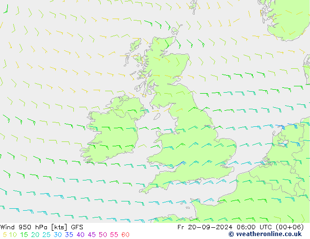 Wind 950 hPa GFS Pá 20.09.2024 06 UTC